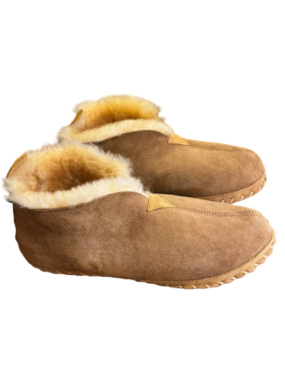 L.L.Bean Men’s Wicked Good Shearling Slippers Boots Tan Suede Size 10 Medium
